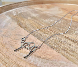 Origami camel necklace, accessari, muslim jewelry, camel necklace, silver necklace, silver camel, origami camel necklace