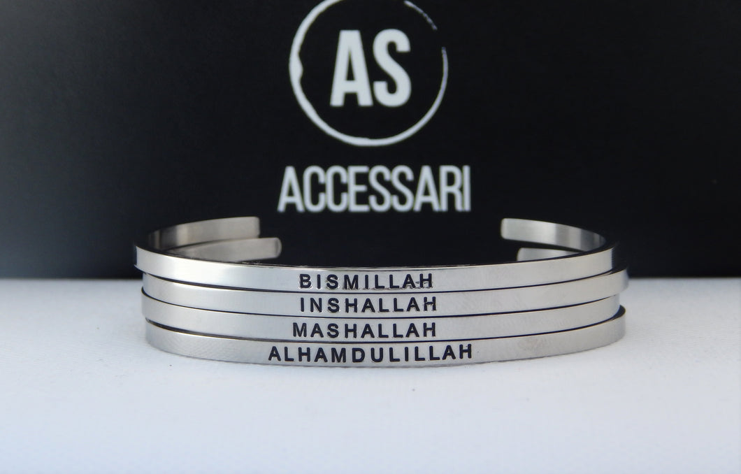 Casablanca Set, Silver Cuff, Silver Cuffs, Islamic Jewelry, Muslim Jewelry, Bismillah, Inshallah, Mashallah, Alhamdulillah