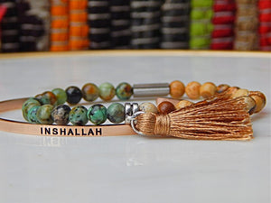 Tasbih Bracelet, Islamic Jewelry, Muslim Jewelry, African Turquoise, Amazonite stone, Tasbih, Oltu Stone, Handmade Bracelet