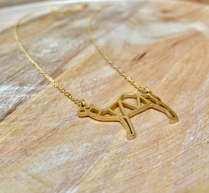 Origami camel necklace, accessari, muslim jewelry, camel necklace,  gold necklace, gold camel, origami camel necklace