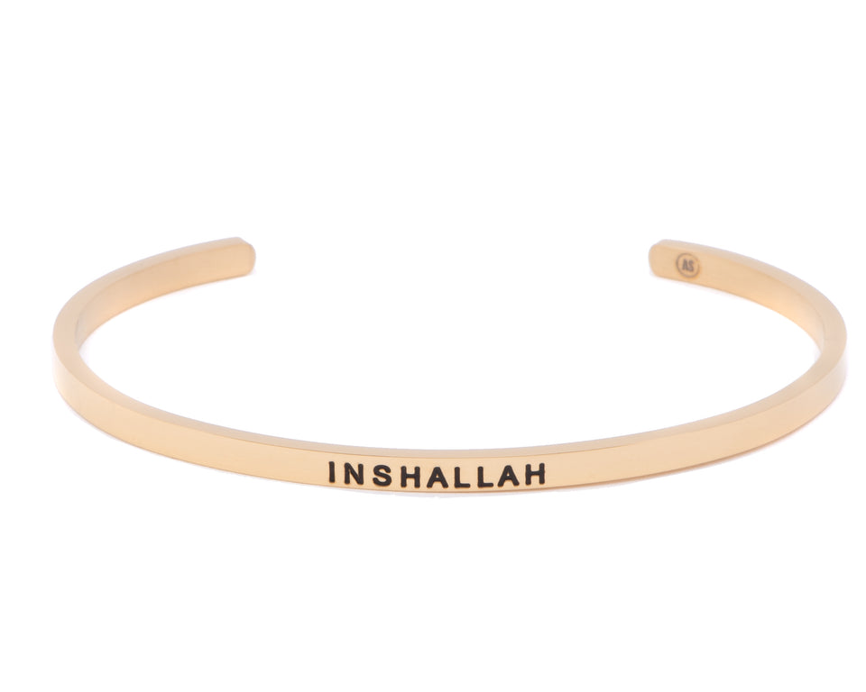 Inshallah Cuff, Muslim Jewelry, Accessari, Islamic Jewelry, Gold Cuff, 18k Cuff